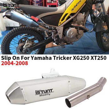 מערכת מלאה להחליק על ימאהה Tricker XG250 XT250 2004-2008 אופנוע פליטה לברוח שונה אמצע הקישור צינור Moto עם האגזוז