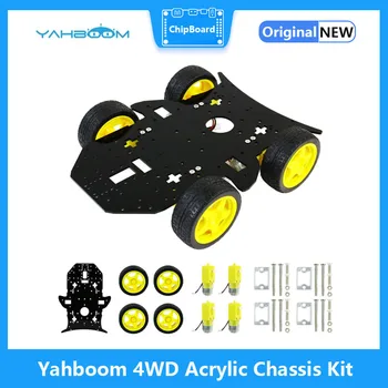 Yahboom 4WD אקריליק מארז קיט מכונית חכם שלדה הנעה 4-נסיעה DIY רובוט ערכת מעקב, התחמקות ממכשולים Yabo