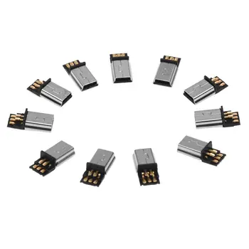 10 יח ' Mini USB 5 פינים זכר Plug DIY SMT מחבר טון כסף אפור כהה