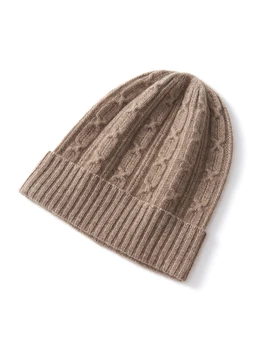 נשים קשמיר לסרוג שרשרת כבל כובעי עבה כובעים 2023 החורף וינטג ' כובע רך כובע צמר תערובת חמה ברחוב גבוה שיער בונט