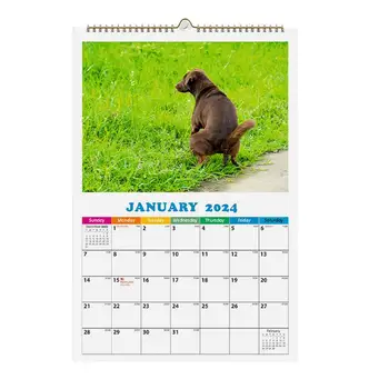 12 חודשי לוח קיר מתכננת מצחיק הכלב לוח שנה מתנות איסור פרסום כלבים מחרבן במקומות יפים 2024 לוח מצחיק במתנה