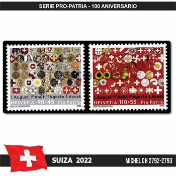 C2301 # שוויץ 2022. Pro המולדת. 100 יום השנה (ממ) MI #2792-2793