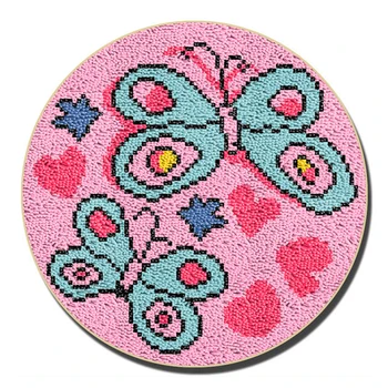 בריח הוק ערכות למבוגרים, צבע מודפס Buttefly דפוס DIY השטיח השטיח רקמה לקישוט הבית פסטיבל מתנה