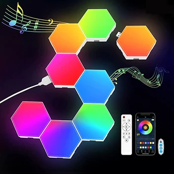 RGB Bluetooth LED משושה אור פנימי אור הקיר אפליקציה של שלט רחוק, תאורה עבור משחק מחשב, חדר שינה ילדים, חדר