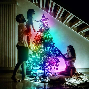 חכם RGB LED אורות מחרוזת חיצוני מקורה פיות אוהל קמפינג חדר השינה גן עץ חג המולד App&מרחוק מוסיקה תרגום
