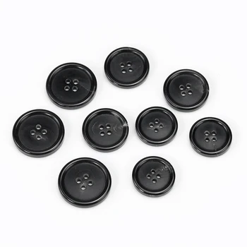 10PCS עגול שחור קרן ארבע עין-כפתורים כלי תפירה דקורטיבית כפתורי בגדים תפירה ציוד ואביזרים רחיץ מלאכת יד