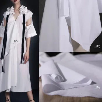100% כותנה פופלין חולצה לבנה בד אנכי לחתוך מבנה בסגנון יפני 80 נחשב חולצה, שמלה, מעצב בגדים בד