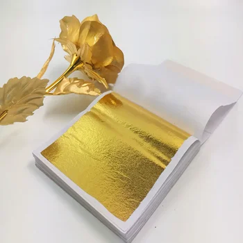 100PCS גיליונות 24K זהב עלה זהב פויל נייר מצעי מזון קישוט עוגת DIY אמנות אמנות נייר הביתה ממש רדיד זהב הזהבה