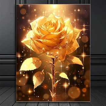 Diy 5D יהלום ציור חדש הגעה ערכת זהב ורדים מלא פסיפס תרגיל ריינסטון רקמה פרחים לקישוט הבית EE3840