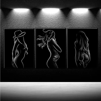 5D DIY יהלום רקמה תמונה מופשט שחור ולבן אמנות נשים סקסיות יהלום ציור פסיפס הגעה חדשה קיר Artx3pcs