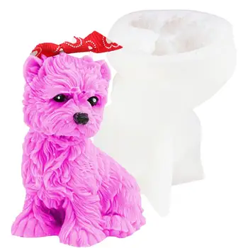 פודל שוקולד תבניות 3D כלב חמוד סיליקון נר עובש DIY פודל חיה ארומתרפיה טיח מלאכה שרף סבון ביצוע עובש