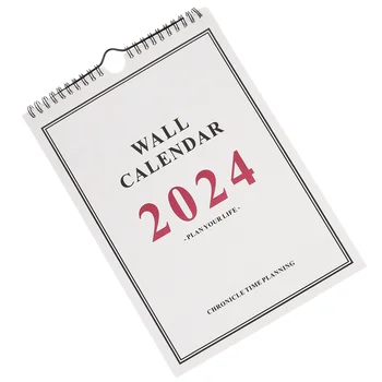 ספירלה כריכת היומן 2024 חודשי לוח השנה לוח קיר פגישה תלוי לוח שנה עבור המשרד הביתי הספר מתכנני
