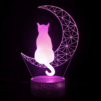 Nighdn ירח החתול המנורה אשליה אור Led לילה לילדים USB מנורת שולחן הלילה בבית עיצוב חדר מנורת הלילה יום הולדת מתנה לחג המולד